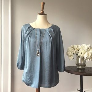 TALBOTS silk looking slate blue top
